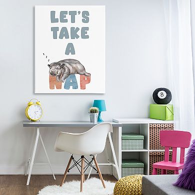 Stupell Home Decor Nap Phrase Sleeping Baby Hippo Canvas Wall Art