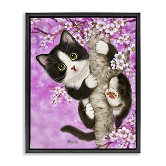 Stupell Home Decor Kitten & Cherry Blossoms Wall Art