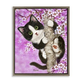 Stupell Home Decor Kitten & Cherry Blossoms Wall Art