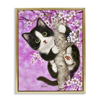 Stupell Home Decor Kitten & Cherry Blossoms Wall Art