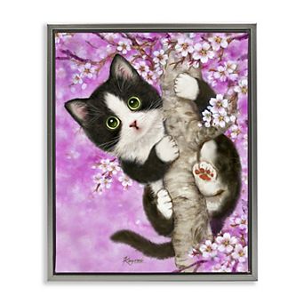Stupell Home Decor Kitten & Cherry Blossoms Wall Art