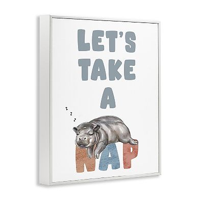 Stupell Home Decor Nap Phrase Sleeping Baby Hippo Framed Wall Art