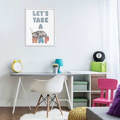 Stupell Home Decor Nap Phrase Sleeping Baby Hippo Framed Wall Art