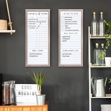 Sheffield Home Set of 2 Family Planner Dry Erase Boards with Chore Chart & Meal Planner