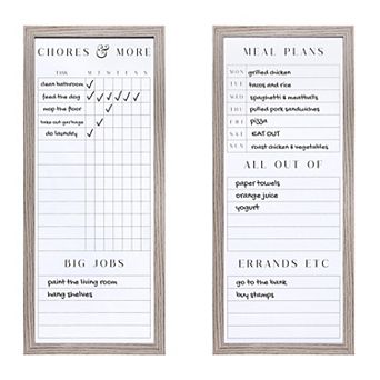 Sheffield Home Set of 2 Family Planner Dry Erase Boards with Chore Chart & Meal Planner