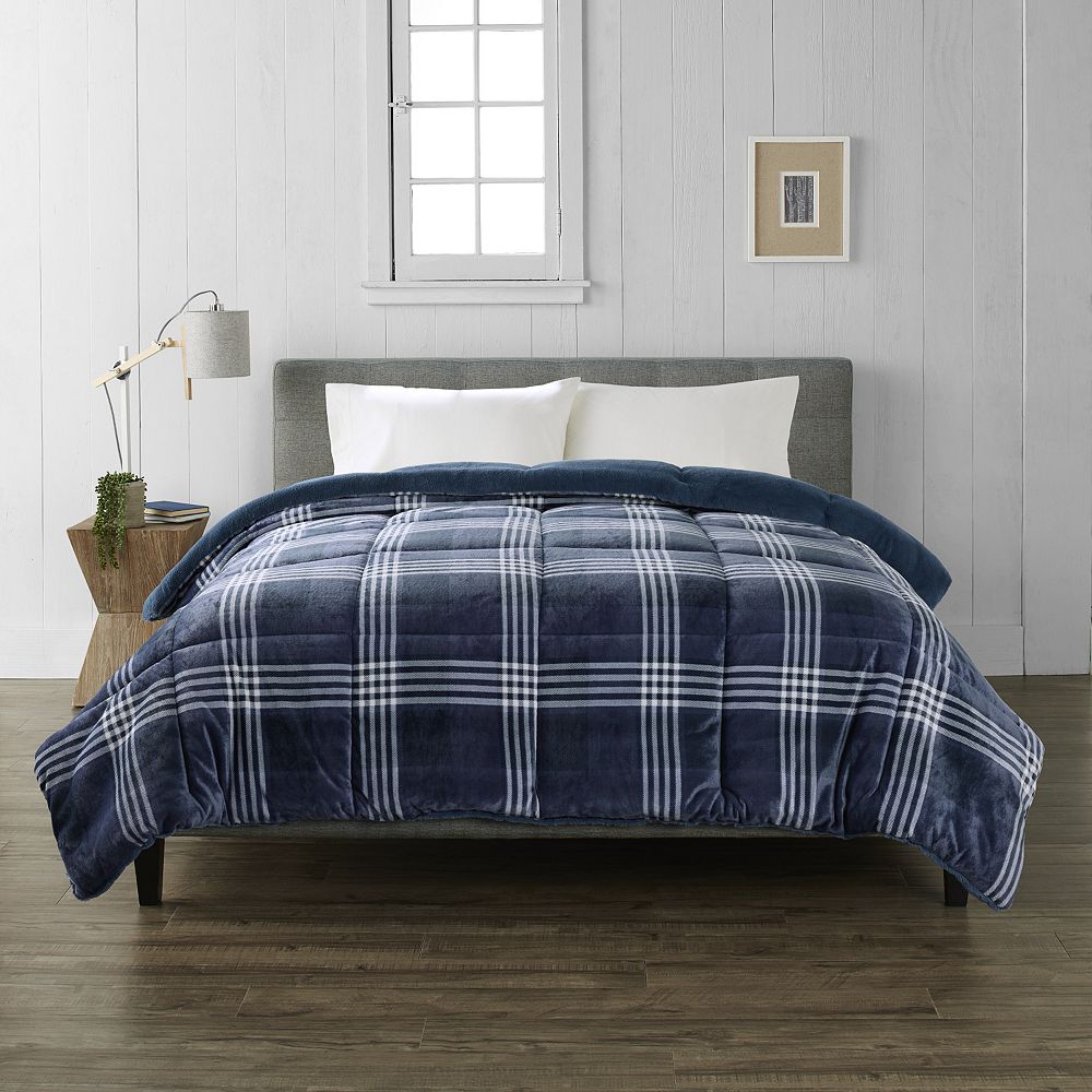 Blue Plaid Soft Comforter (Queen)