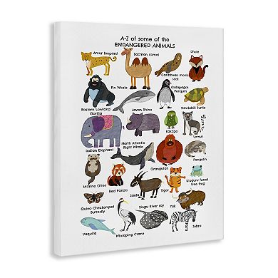 Stupell Home Decor Children's Endangered Animals Fun Alphabet Canvas Wall Art