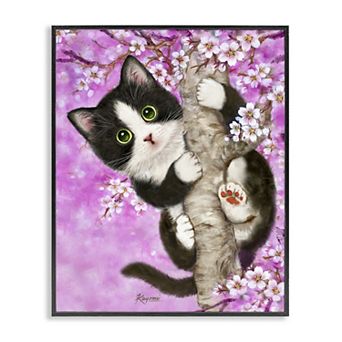 Stupell Home Decor Kitten & Cherry Blossoms Wall Art