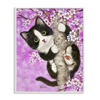 Stupell Home Decor Kitten & Cherry Blossoms Wall Art