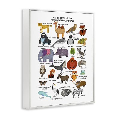 Stupell Home Decor Children's Endangered Animals Fun Alphabet Framed Wall Art