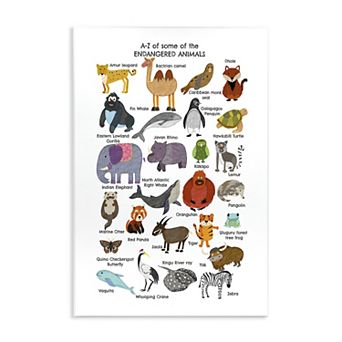 Stupell Home Decor Children's Endangered Animals Fun Alphabet Plaque Wall Art