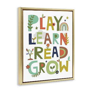 Stupell Home Decor Play Learn Read Grow Typography Framed Wall Art