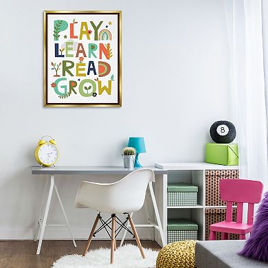 Stupell Home Decor Play Learn Read Grow Typography Framed Wall Art