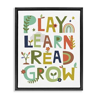Stupell Home Decor Play Learn Read Grow Typography Framed Wall Art