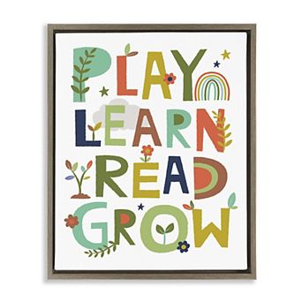 Stupell Home Decor Play Learn Read Grow Typography Framed Wall Art