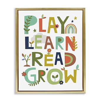 Stupell Home Decor Play Learn Read Grow Typography Framed Wall Art
