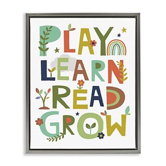 Stupell Home Decor Play Learn Read Grow Typography Framed Wall Art