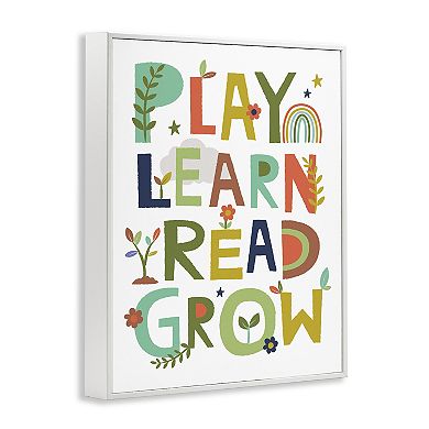 Stupell Home Decor Play Learn Read Grow Typography Framed Wall Art