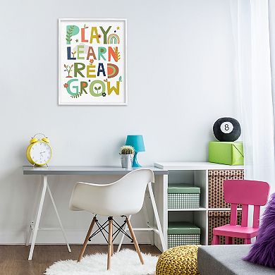Stupell Home Decor Play Learn Read Grow Typography Framed Wall Art