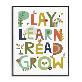 Stupell Home Decor Play Learn Read Grow Typography Framed Wall Art