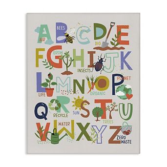 Stupell Home Decor Children's Garden Insects Alphabet Canvas Wall Art