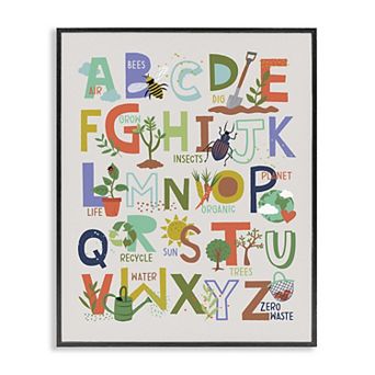 Stupell Home Decor Garden Insects Alphabet Chart Framed Wall Art