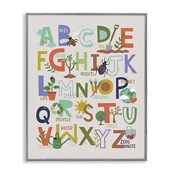 Stupell Home Decor Garden Insects Alphabet Chart Framed Wall Art