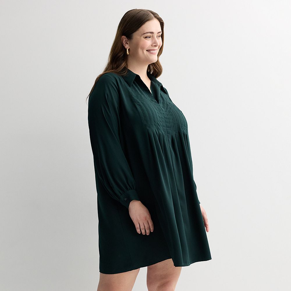 Plus Size Nine West Pintuck Mini Dress