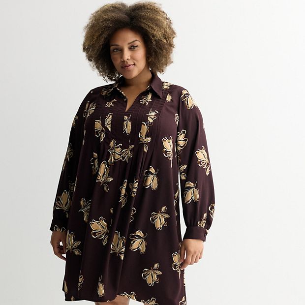 Plus Size Nine West Pintuck Mini Dress