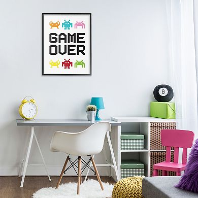 Stupell Home Decor Game Over Pixel Monster Framed Wall Art