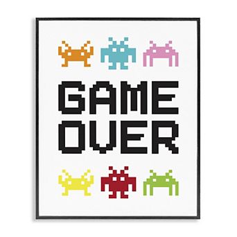Stupell Home Decor Game Over Pixel Monster Framed Wall Art