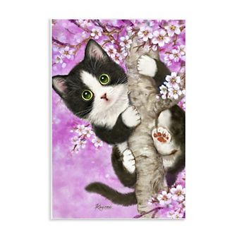 Stupell Home Decor Kitten & Cherry Blossoms Wall Art