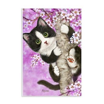 Stupell Home Decor Kitten & Cherry Blossoms Wall Art