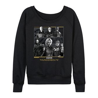 Women's Marvel Thunderbolts Group Black & White French Terry Long Sleeve Tee