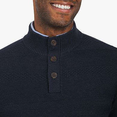 Men's Chaps Textured Button-Mock Sweater