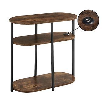 Convenience Concepts Designs2Go Simon 3 tier Oval Chairside End Table with USB Ports