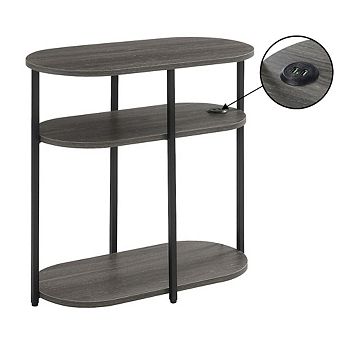 Convenience Concepts Designs2Go Simon 3 tier Oval Chairside End Table with USB Ports