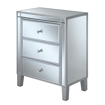 Convience Concept, Inc. Gold Coast Large 3 Drawer Mirrored End Table