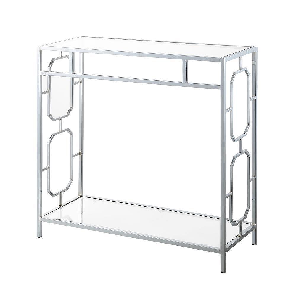 Convenience Concepts Omega Chrome Glass Hall Table with Shelf
