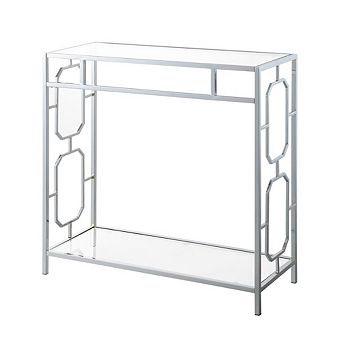 Convenience Concepts Omega Chrome Glass Hall Table with Shelf
