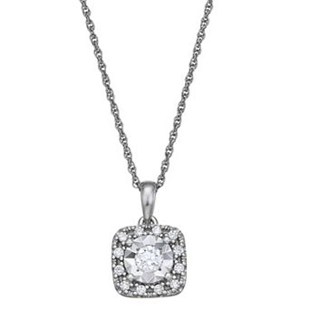 LeRose by Lexi and Rose Sterling Silver 1/3 Carat T.W. Lab-Grown Diamond Halo Cushion Pendant Necklace