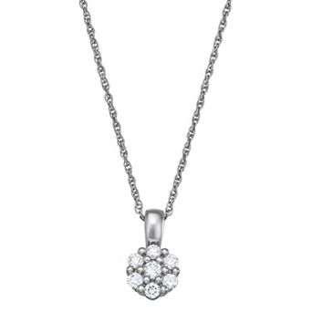 LeRose by Lexi and Rose Sterling Silver 1/4 Carat T.W. Lab-Grown Diamond Flower Pendant Necklace