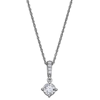 LeRose by Lexi and Rose Sterling Silver 1/5 Carat T.W. Lab-Grown Diamond Drop Pendant Necklace
