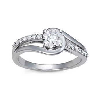 LeRose by Lexi and Rose Sterling Silver 1/4 Carat T.W. Lab-Grown Diamond Swirl Ring