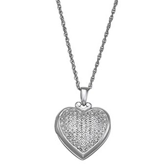 LeRose by Lexi and Rose Sterling Silver 1/4 Carat T.W. Diamond Heart Locket Pendant Necklace