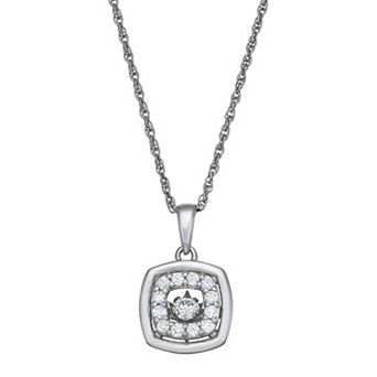 LeRose by Lexi and Rose Sterling Silver 1/4 Carat T.W. Lab-Grown Diamond Cushion Pendant Necklace