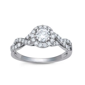 LeRose by Lexi and Rose Sterling Silver 3/4 Carat T.W. Lab-Grown Diamond Round Halo Ring