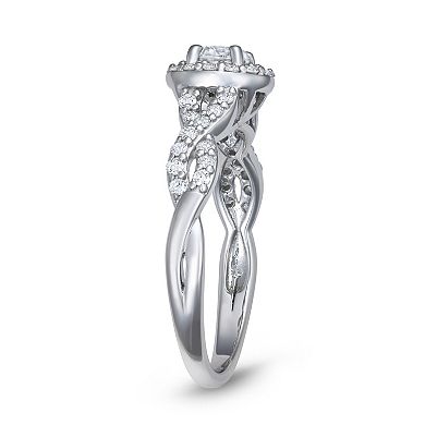 LeRose by Lexi and Rose Sterling Silver 3/4 Carat T.W. Lab-Grown Diamond Round Halo Ring