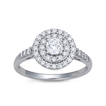 LeRose by Lexi and Rose Sterling Silver 3/4 Carat T.W. Lab-Grown Diamond Double Halo Round Ring