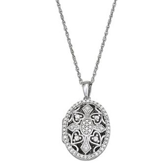 LeRose by Lexi and Rose Sterling Silver 1/3 Carat T.W. Diamond Filigree Locket Pendant Necklace